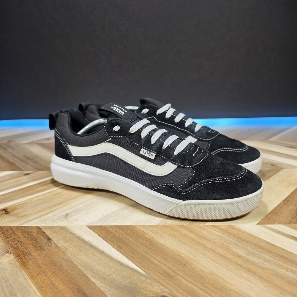 Vans Range EXP Mens Size 11.5 Black White Suede Lace Up Casual Skate Sneakers